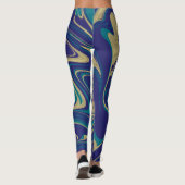 Tie Dye Marble Liquid Blue Gold Leggings (Achterkant)