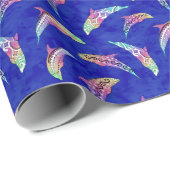 Tie Dye Marine Animals Dolphins Marlins Cadeaupapier (Rol Hoek)