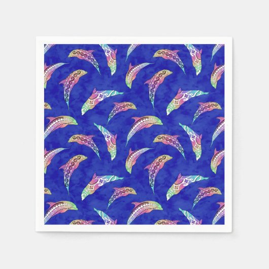 Tie Dye Marine Animals Dolphins Marlins Servet (Voorkant)