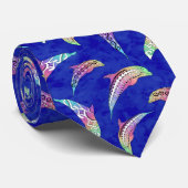 Tie Dye Marine Animals Dolphins Marlins Stropdas (Opgerold)