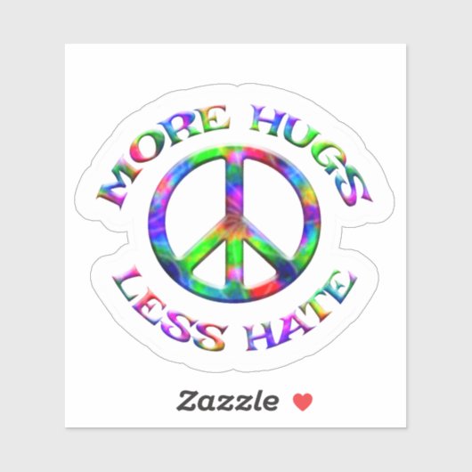 Tie Dye MEER KNUFFELS MINDER HAAT Vredesteken Stic Sticker (Vel)