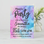 Tie Dye Meisje Rainbow Verjaardagsfeestuitnodiging Kaart (Staand voorkant)