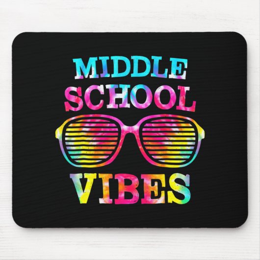 Tie Dye Middle School Vibes Teacher Student Terug Muismat (Voorkant)