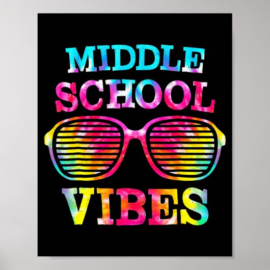 Tie Dye Middle School Vibes Teacher Student Terug Poster (Voorkant)