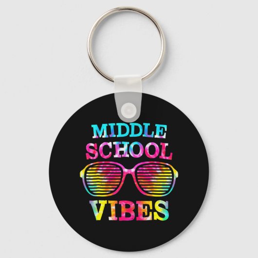 Tie Dye Middle School Vibes Teacher Student Terug Sleutelhanger (Voorkant)
