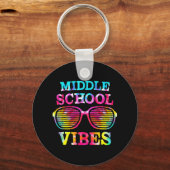 Tie Dye Middle School Vibes Teacher Student Terug Sleutelhanger (Voorkant)