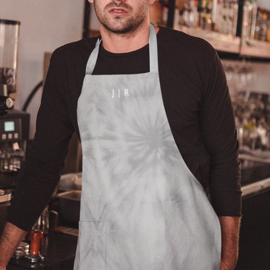 Tie Dye | Modern minimalistisch grijs monogram Sch Schort