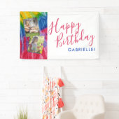Tie Dye Modern Retro Vibes Happy Birthday Foto Spandoek (Insitu)