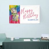 Tie Dye Modern Retro Vibes Happy Birthday Foto Spandoek (Beurs)