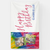 Tie Dye Modern Retro Vibes Happy Birthday Foto Spandoek (Verticaal)