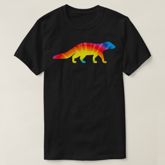 Tie Dye Mongoose Rainbow Print Mustelid Hippie Pea T-shirt (Design voorkant)