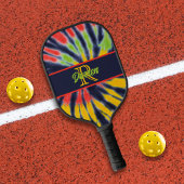 Tie Dye Monogram Black Red Yellow Pickleball Paddle