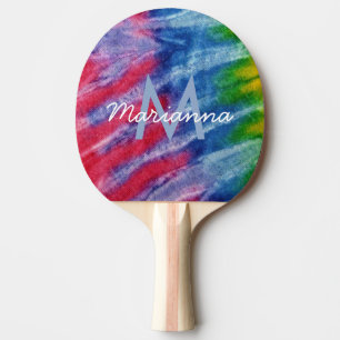 Tie Dye Monogram Name Retro Hippie Tafeltennisbatje