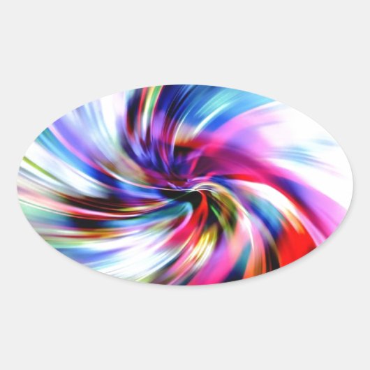 Tie Dye Multicolor Rainbow Elektronische werveling Ovale Sticker (Voorkant)