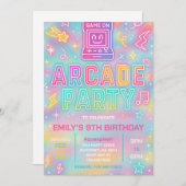 Tie Dye Neon Glow Arcade Party Verjaardag Uitnodig Kaart (Voorkant / Achterkant)