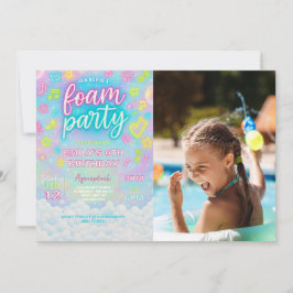 Tie Dye Neon Glow Foam Verjaardagsfeest Foto Kaart