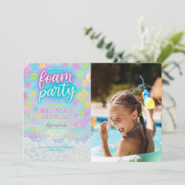 Tie Dye Neon Glow Foam Verjaardagsfeest Foto Kaart