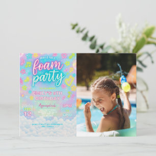 Tie Dye Neon Glow Foam Verjaardagsfeest Foto Kaart