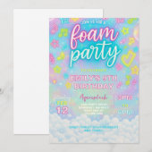 Tie Dye Neon Glow Foam verjaardagsfeestje uitnodig Kaart (Voorkant / Achterkant)
