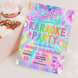 Tie Dye Neon Karaoke Singing Music Birthday Party Kaart