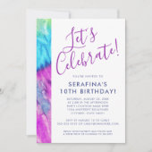 Tie Dye Neon Paars Aqua Limoen Elke dag van de oud Kaart (Voorkant)