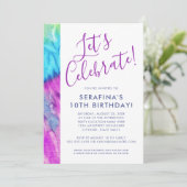 Tie Dye Neon Paars Aqua Limoen Elke dag van de oud Kaart (Staand voorkant)