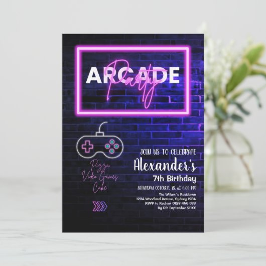 Tie Dye Neon Retro Arcade Gaming Birthday Kaart (Staand voorkant)