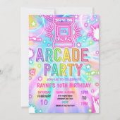 Tie Dye Neon Retro Arcade Gaming Birthday Kaart (Voorkant)