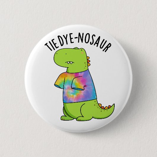 Tie-dye-nosaurus Grappige Dinosaurus Woordgrap Ronde Button 5,7 Cm (Voorkant)