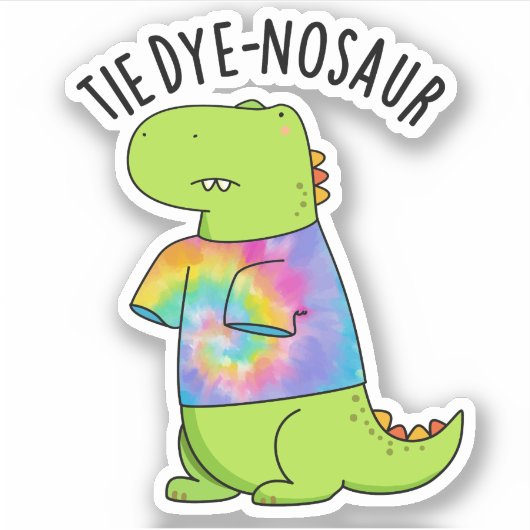 Tie-dye-nosaurus Grappige Dinosaurus Woordgrap Sticker (Voorkant)