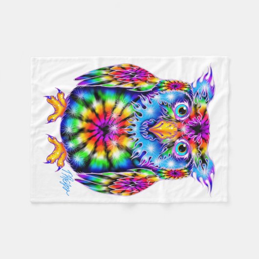Tie Dye Owl Blanket Fleece Deken (Voorkant (Horizontaal))