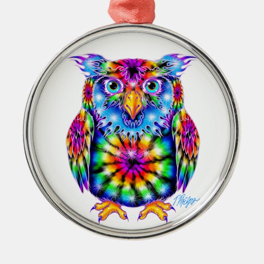Tie Dye Owl Ornament (Voorkant)