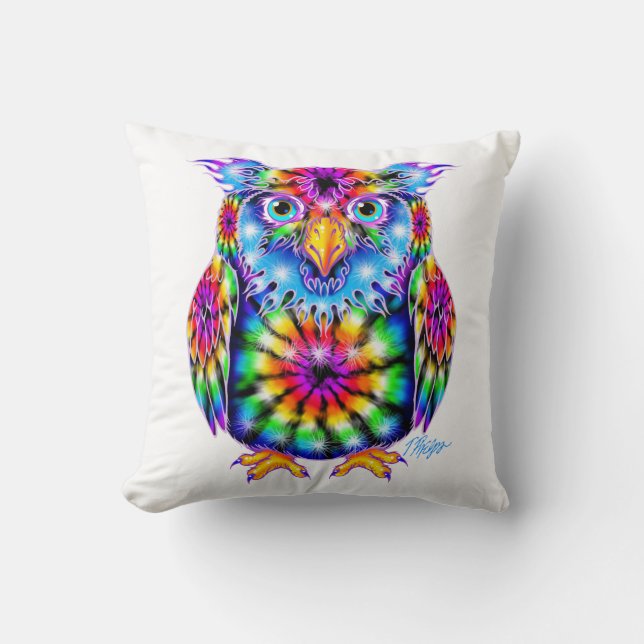 Tie Dye Owl Pillow Kussen (Voorkant)