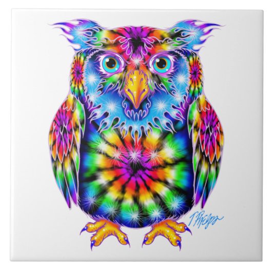 Tie Dye Owl Tile Tegeltje (Voorkant)
