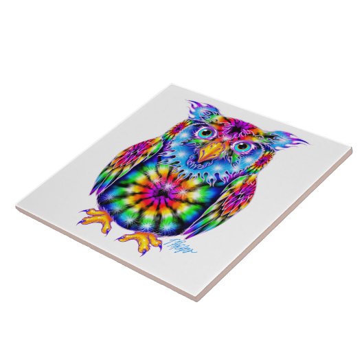 Tie Dye Owl Tile Tegeltje (Zijkant)