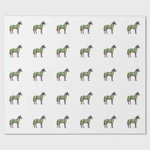 Tie Dye Paard Vintage Gravure Vector Kunst Cadeaupapier
