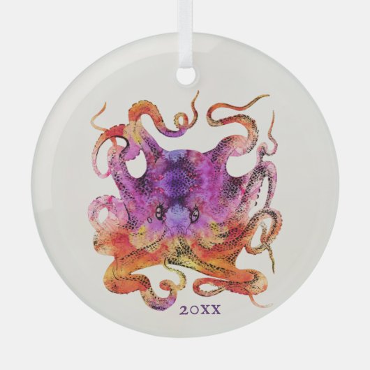 TIE DYE PAARS EN PINK OCTOPUS CHRISTMAS ORNAMENT (Voorkant)