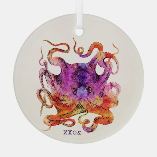 TIE DYE PAARS EN PINK OCTOPUS CHRISTMAS ORNAMENT (Achterkant)