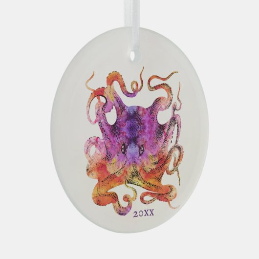TIE DYE PAARS EN PINK OCTOPUS CHRISTMAS ORNAMENT (Voorkant Rechts)