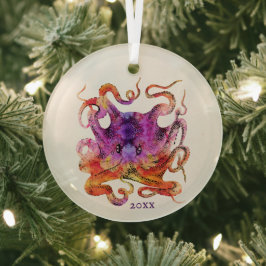 TIE DYE PAARS EN PINK OCTOPUS CHRISTMAS ORNAMENT