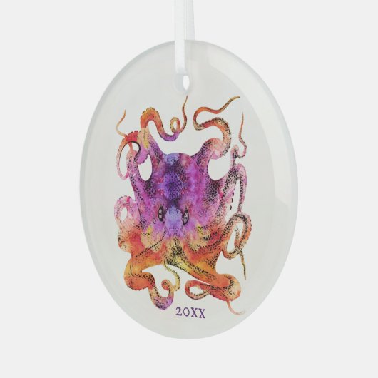 TIE DYE PAARS EN PINK OCTOPUS CHRISTMAS ORNAMENT (Voorkant links)