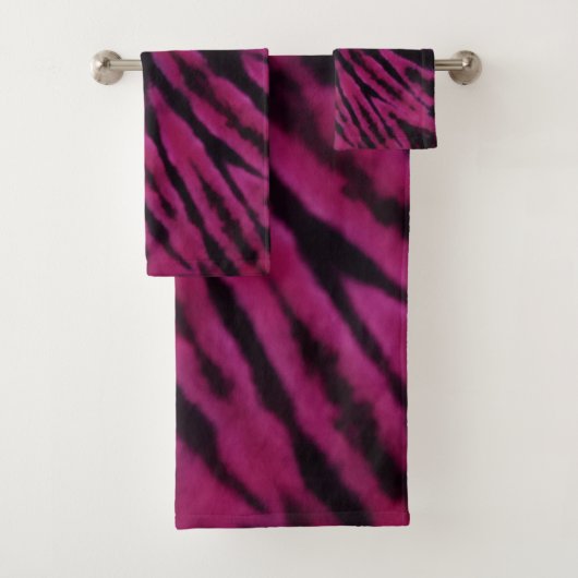 Tie-Dye Paars Roze Zwart Hippie Retro Patroon Bad Handdoek (Insitu)