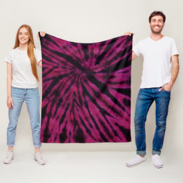 Tie-Dye Paars Roze Zwart Hippie Retro Patroon  Fleece Deken
