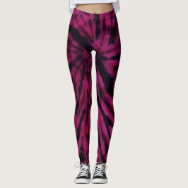 Tie-Dye Paars Roze Zwart Hippie Retro Patroon  Leggings