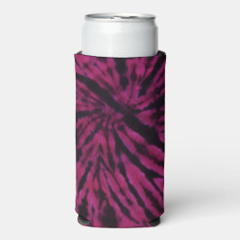 Tie-Dye Paars Roze Zwart Hippie Retro Patroon  Seltzer Blikjeskoeler