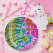 Tie Dye Papieren Bordje (Feest)