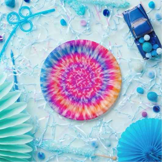 Tie Dye Papieren Bordje (Feest)