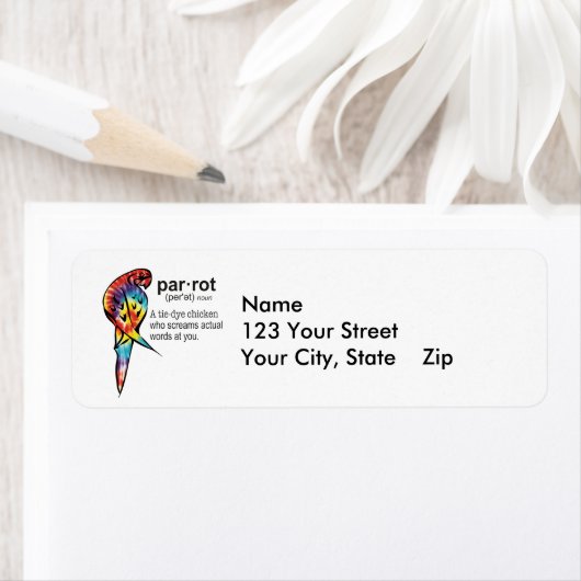 Tie Dye Parrot Definitie Etiket (Insitu)