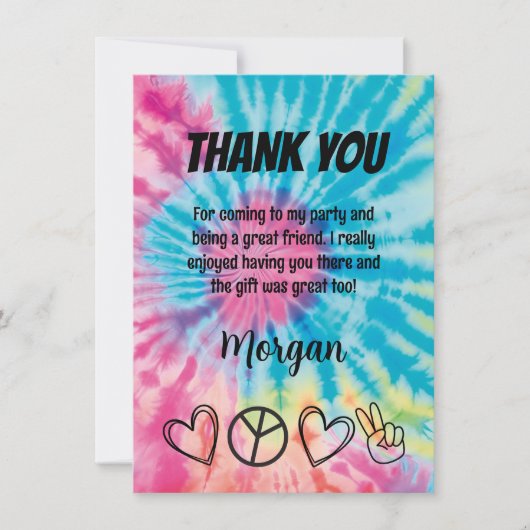 Tie Dye Party Dank je kaart (Voorkant)