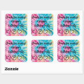 Tie Dye Party Favorieten Vierkante Sticker (Vel)
